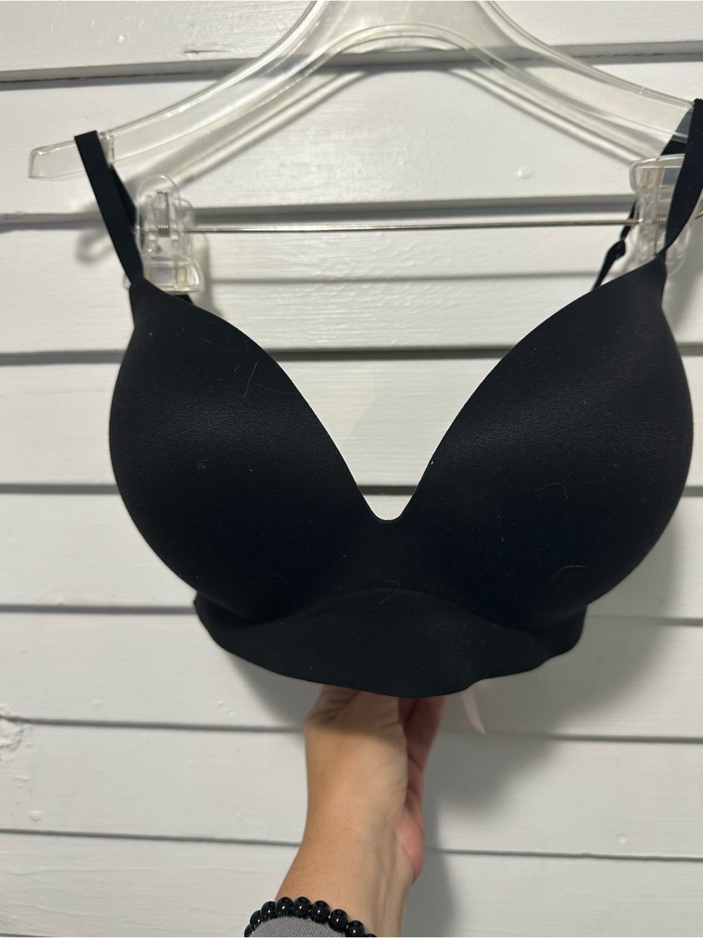 Seamless Black Plunge T-Shirt Bra Victoria secret 32ddd
